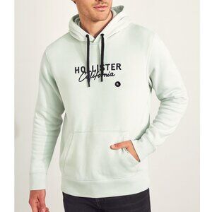NWOT Hollister California Embroidered Turquoise Light Green Hoodie Pullover